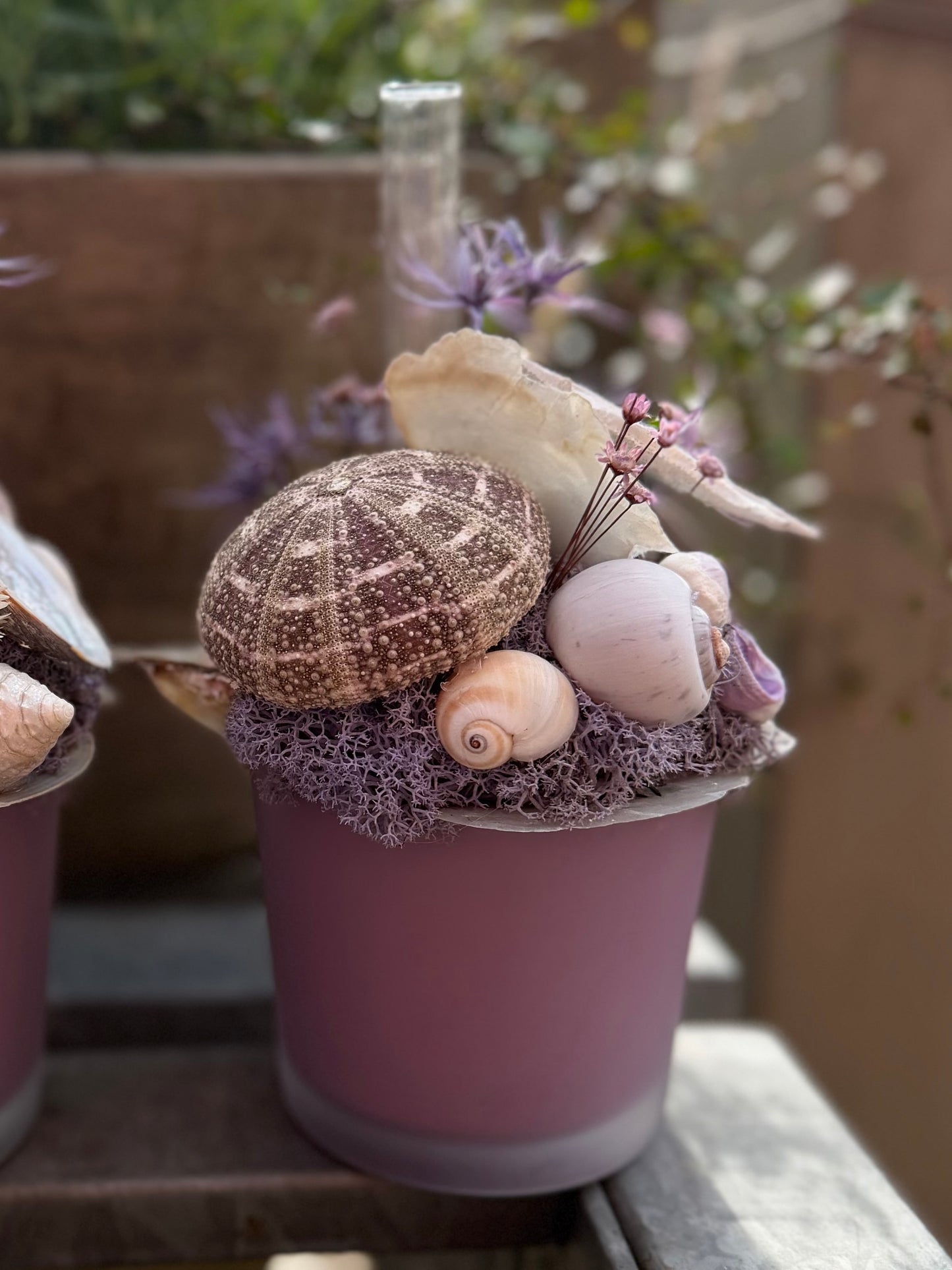 Gesteck Lila 💜 trocken mit Rörchen für frische Blüte (frische Blüte nicht mit im Paket )