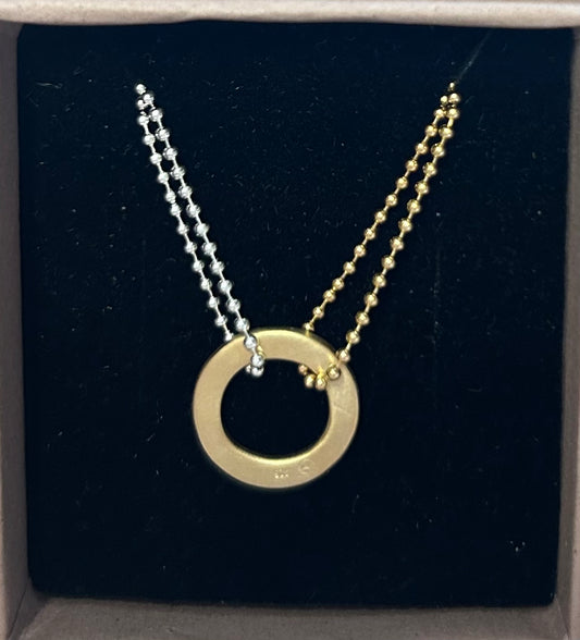 Susi Cala Double Chain Duo Halskette in Silber und vergoldetes Silber mit kleinem Kreis
