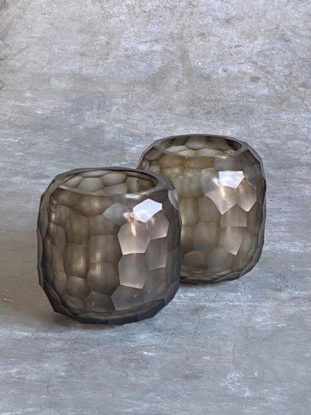 Teelichthalter aus Glas mit Schliff  von O4Home