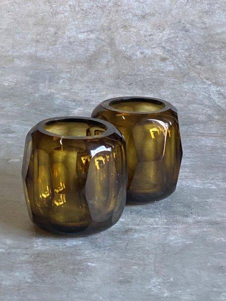 Glas-Teelichthalter mit Schliff  von O4Home