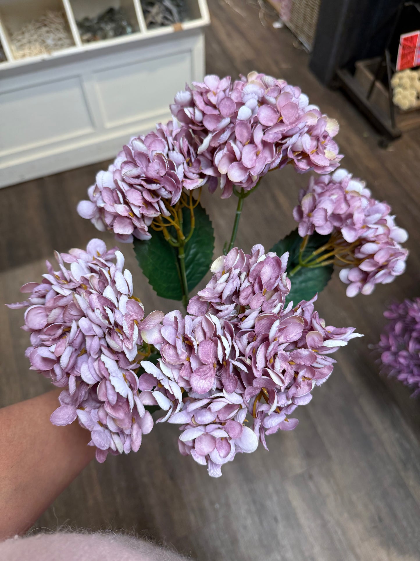 Seidenblume Hortensien Busch 5 Blüten