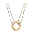 Susi Cala Double Chain Duo Halskette in Silber und vergoldetes Silber mit kleinem Kreis