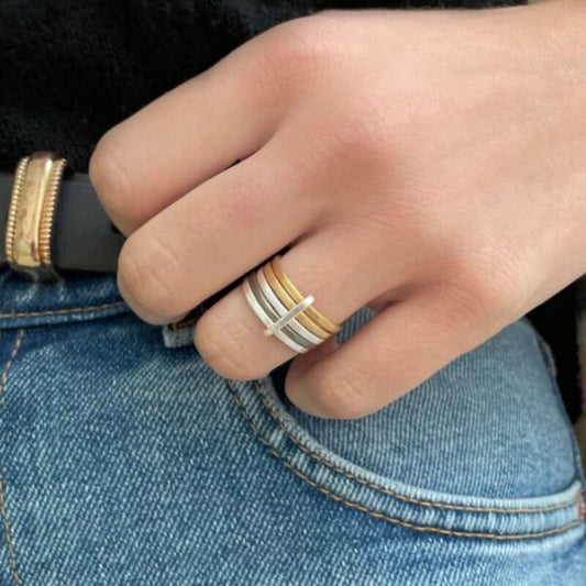 Susi Cala Sophie 5Mix Ring Silber & vergoldet & rutheniertes Silber
