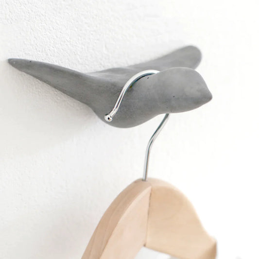 Wandhaken Mini Vogel Beton grau