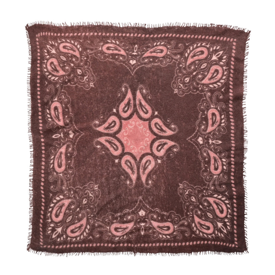 Cashmere Schal/Bandana Paisley-Muster in Dark Choc