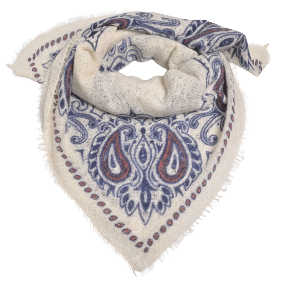 Cashmere Schal/Bandana Paisley-Muster in Champagner