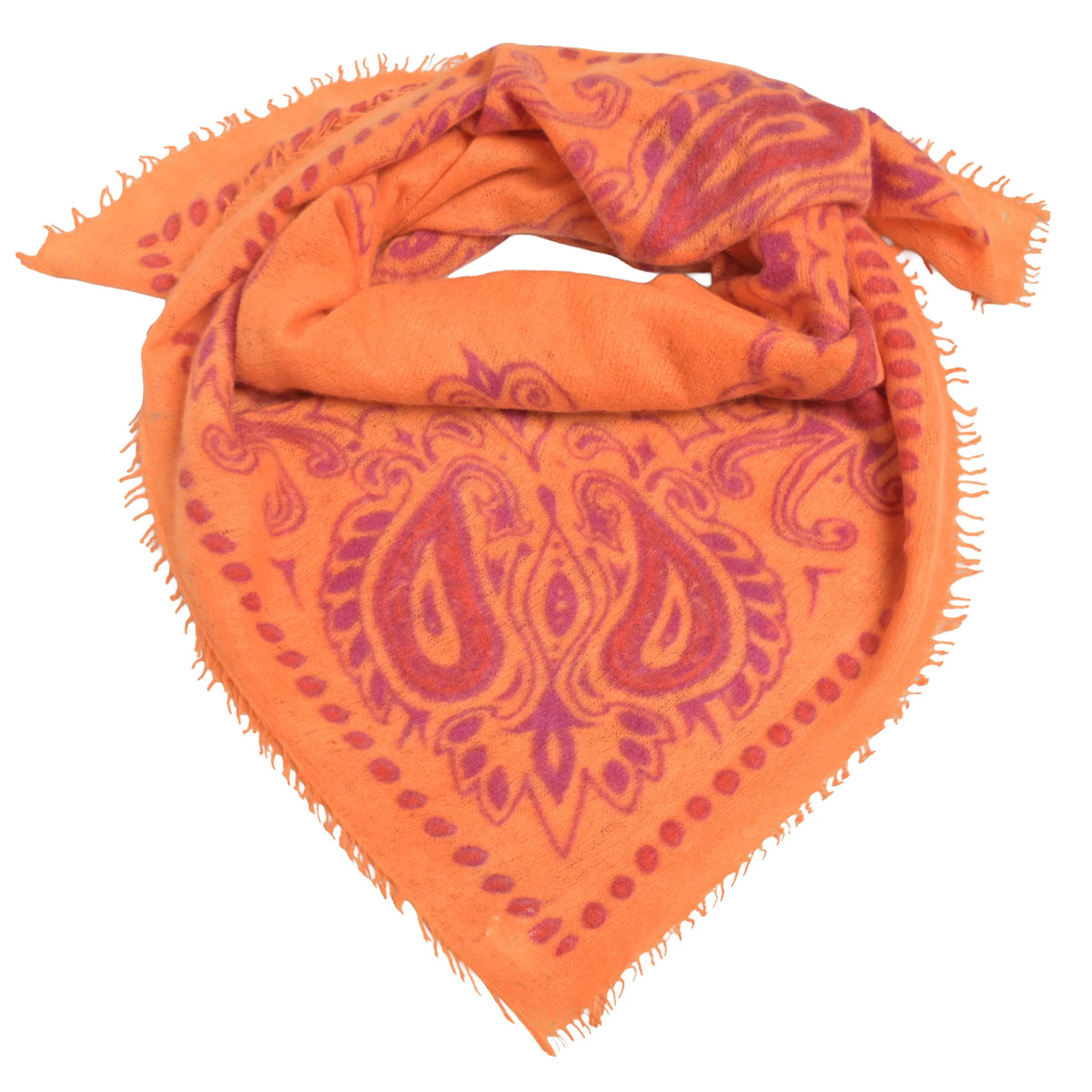 Cashmere Schal/Bandana Paisley-Muster in Orange
