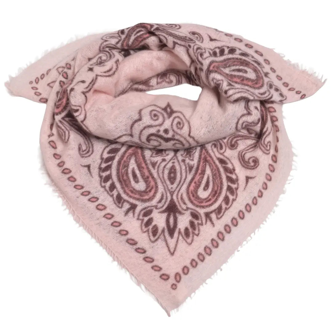 Cashmere Schal/Bandana Paisley-Muster in Hellrosa