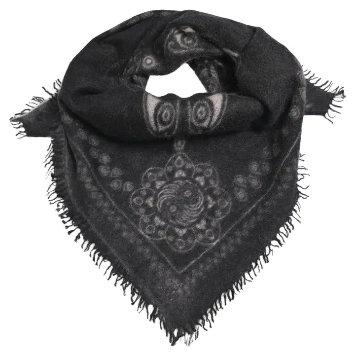 Cashmere Schal/Bandana Ornament in Schwarz