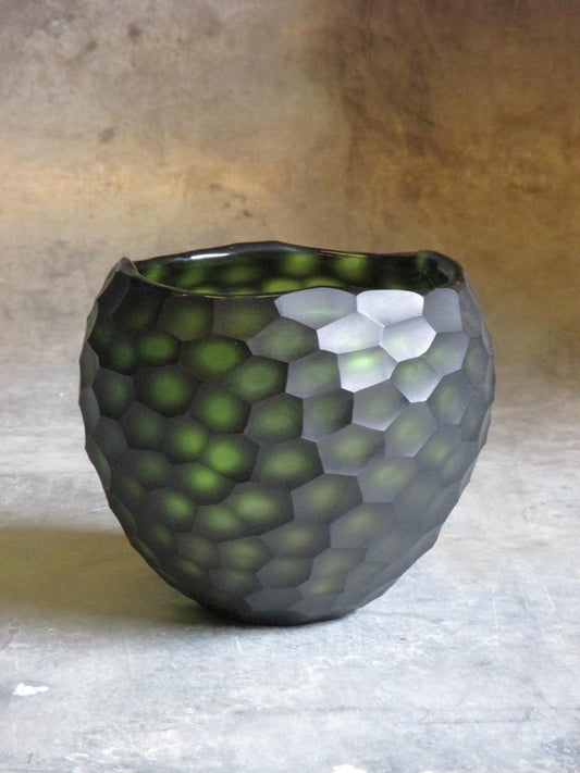 Glas Vase Organische Bowl geschliffenes Glas groß von O4Home