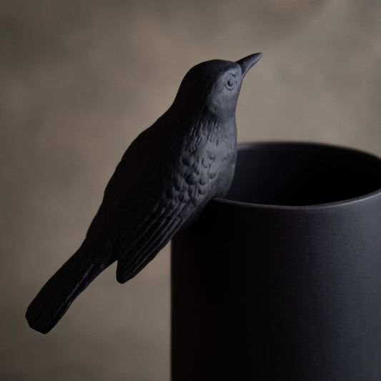 Porzellan Amsel Vogel Deko-Objekt
